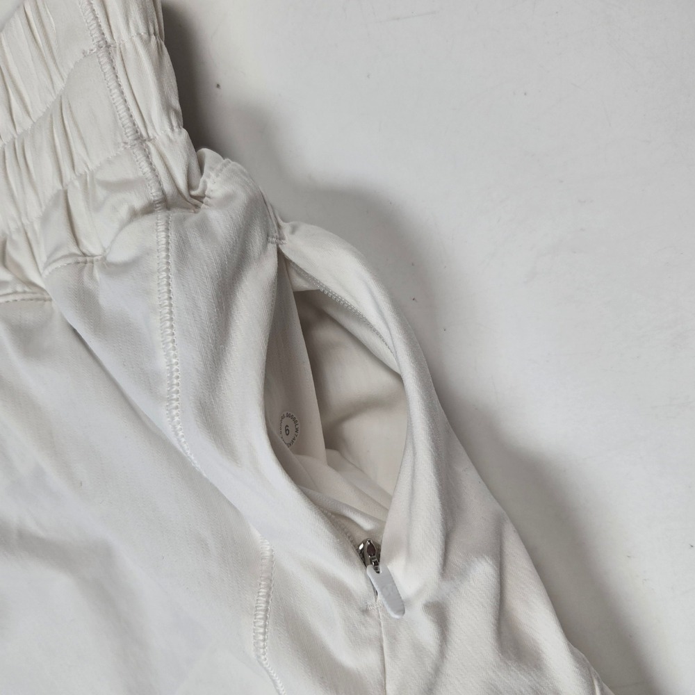 Lululemon Track That Shorts Women 6 White High Rise Smocked Waist Running Gym - Picture 2 of 9
